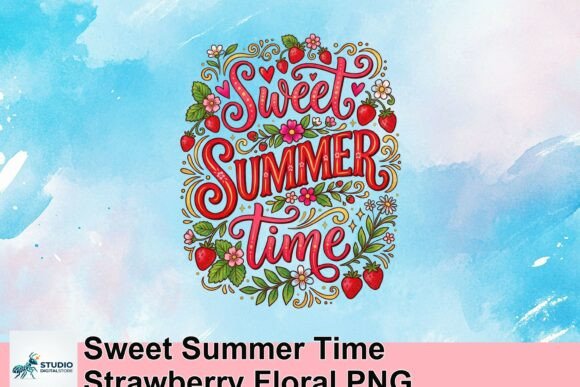 Embracing the Sweet Summer Time Strawberry Floral PNG for Modern Digital Design
