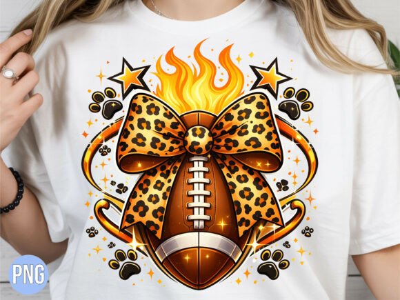 Football Leopard Bow Stars Sports PNG for Designers