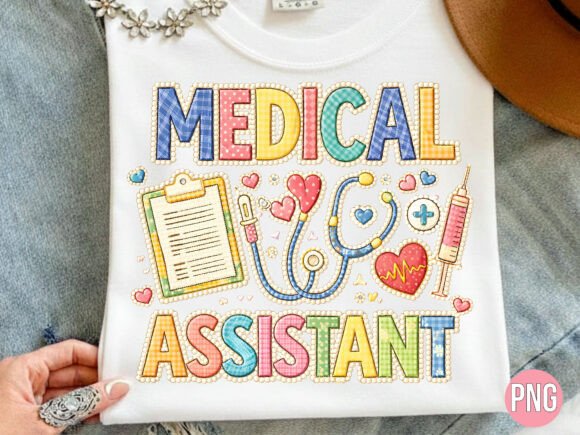 Medical Assistant Patchwork Nurse PNG: Elevating Healthcare Apparel with High-Quality Digital Design