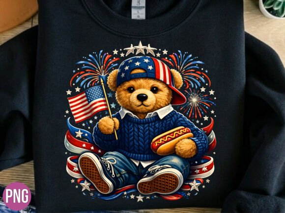 Patriotic Teddy Bear 4th of July PNG