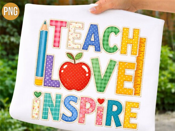 Teach Love Inspire Teacher Apple PNG: Premium Digital Design