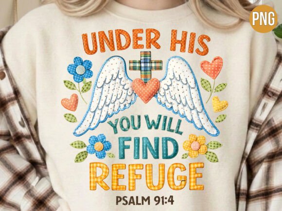 Under His Wings Psalm 91:4 Bible PNG for Creators
